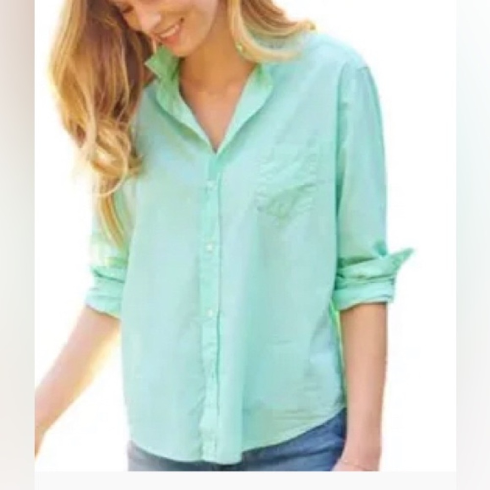 Frank & Eileen the Luke sea foam green womens cotton button down shirt L